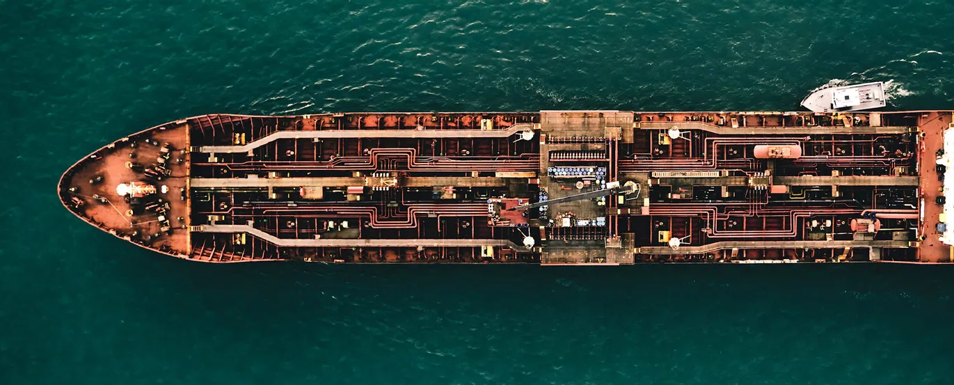 Aerial view of an FPSO on station